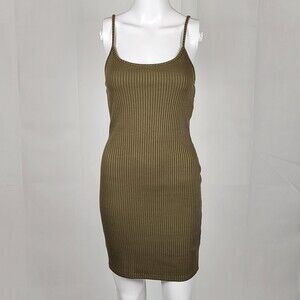Urban Outfitters Green Ribbed Knit Cami Mini Dress Size S